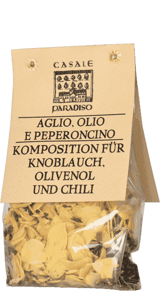 Knoblauch, Olivenöl und Chili (Aglio, Olio e Peperoncino) Komposition Casale Paradiso 100g - 100 g