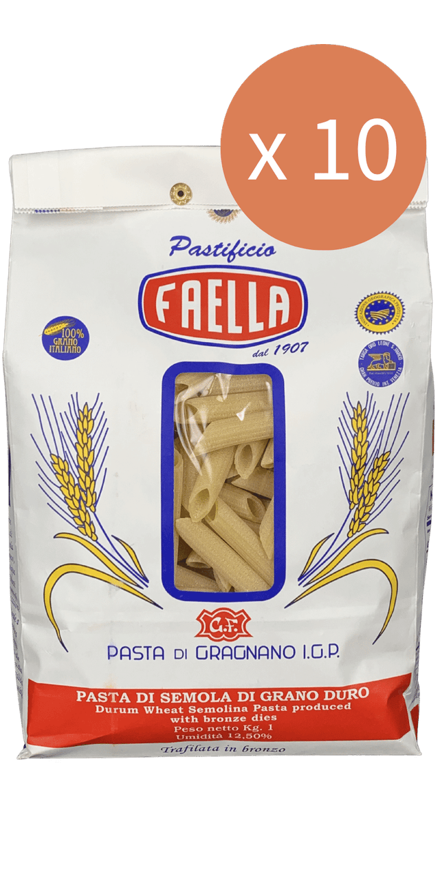 Penne Medie Rigate Sparpaket 10 x 1kg - Pastificio Faella Pasta di Gragnano IGP - 10 kg