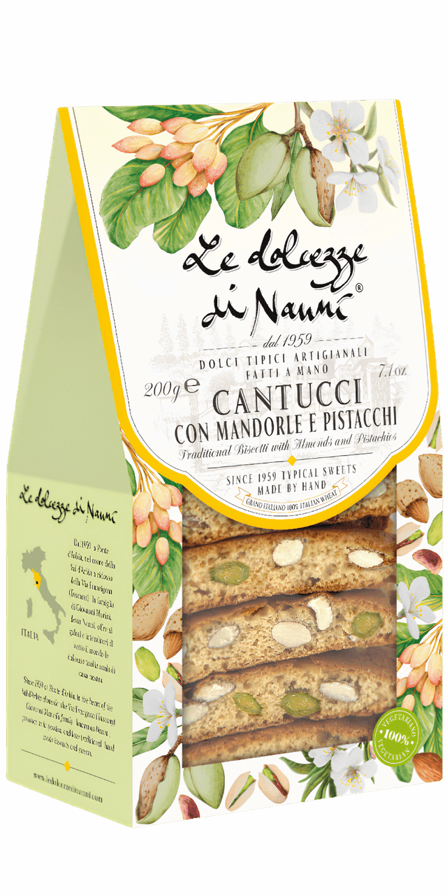 Cantucci Lunghi Mandorle e Pistacchi 200g - Le dolcezze di Nanni - 200 g