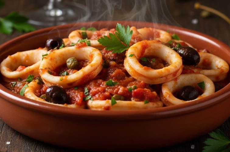 Calamari Livornese traditionelles Gericht aus einer Hafenstadt