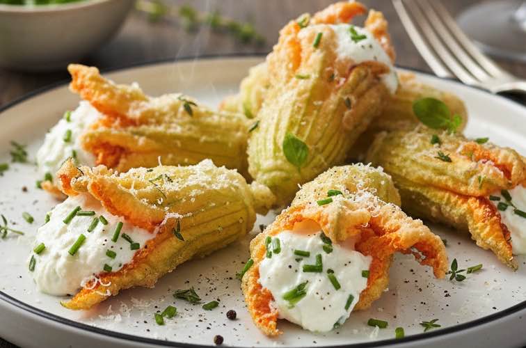 Gefüllte Zucchinblüten mit Mascarpone