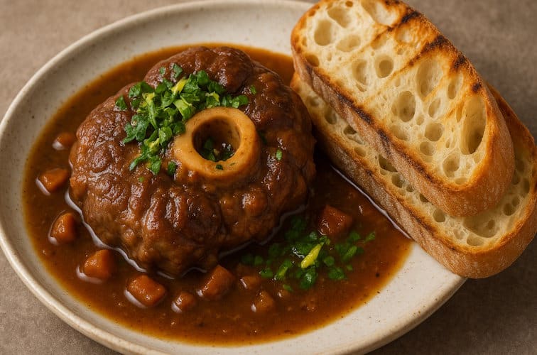 Ciabatta-Brot als Beilage für Ossobuco