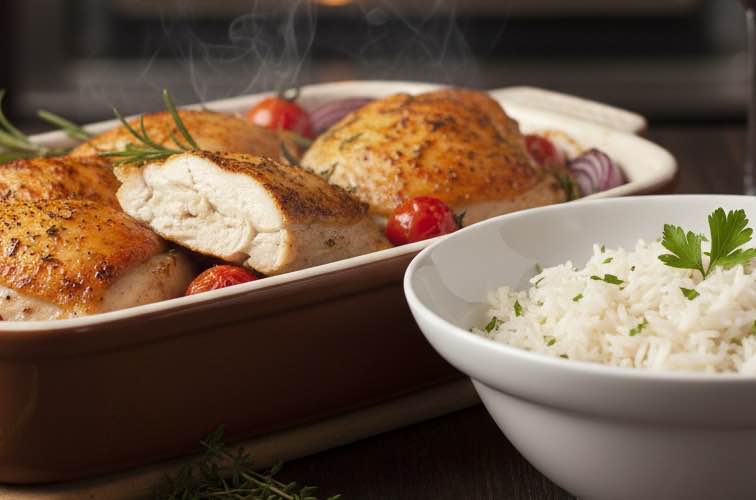 Pollo Fino Ofen mit Reis italienisches Ofengericht