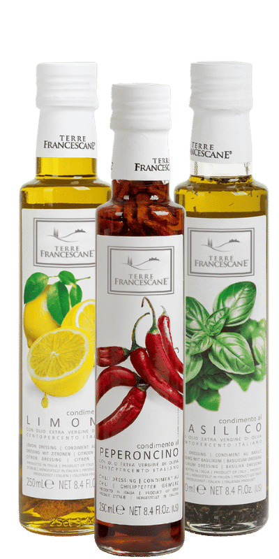 Würzöl Trio 'Die Lieblingssorten' Basilikum, Zitrone, Chili - Terre Francescane - 0,75 L Würzöl Trio 'Die Lieblingssorten' Basilikum, Zitrone, Chili - Terre Francescane - 0,75 L