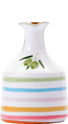 Lamantea Olio Extra Vergine di Oliva Fruttato Medio Tonkrug kantig bunt handbemalt 250ml - 0,25 L Lamantea Olio Extra Vergine di Oliva Fruttato Medio Tonkrug kantig bunt handbemalt 250ml - 0,25 L
