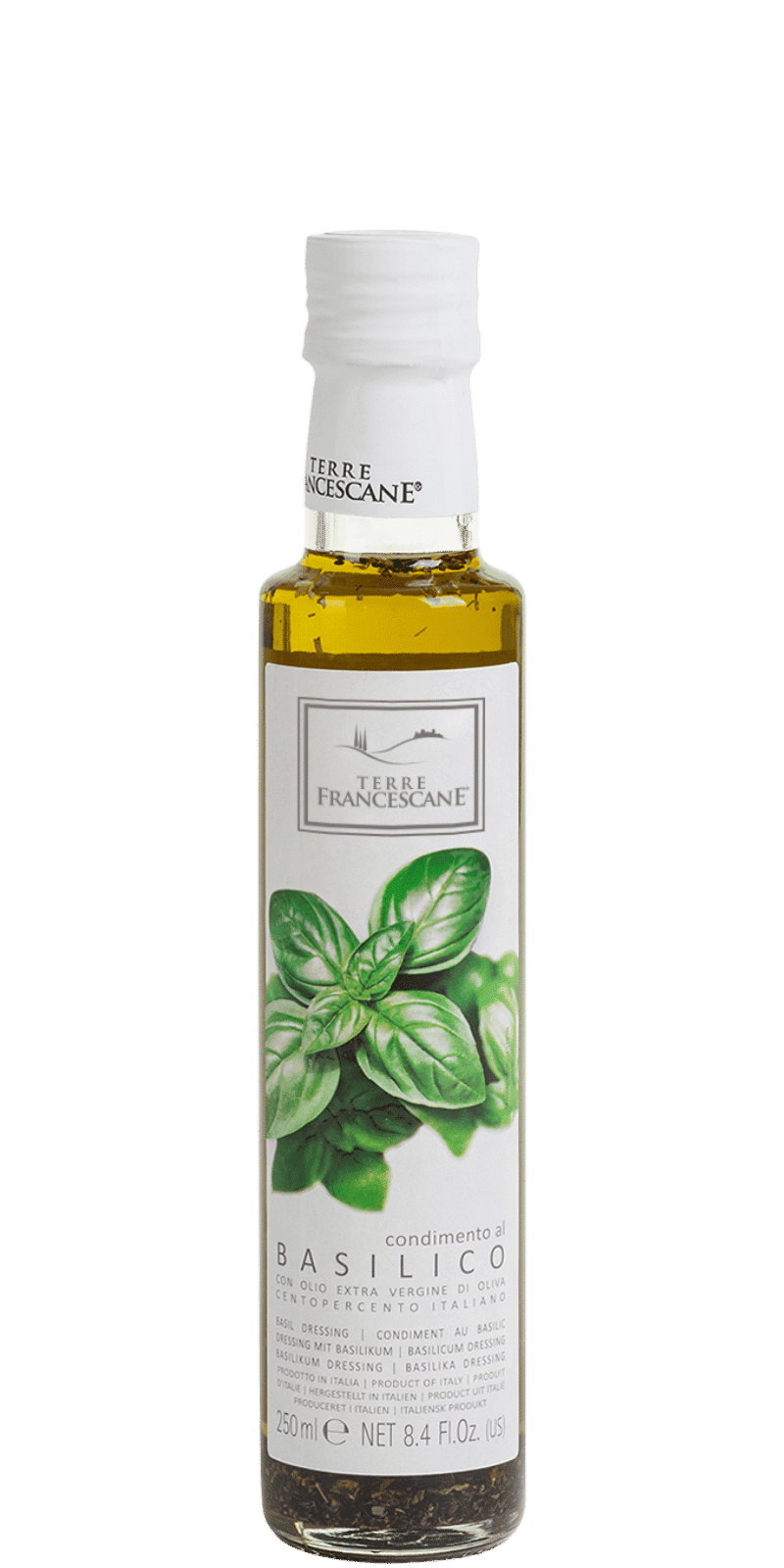 Basilikum-Würzöl auf Basis von Olivenöl Extra Vergine - Terre Francescane - 0,25 L Basilikum-Würzöl auf Basis von Olivenöl Extra Vergine - Terre Francescane - 0,25 L