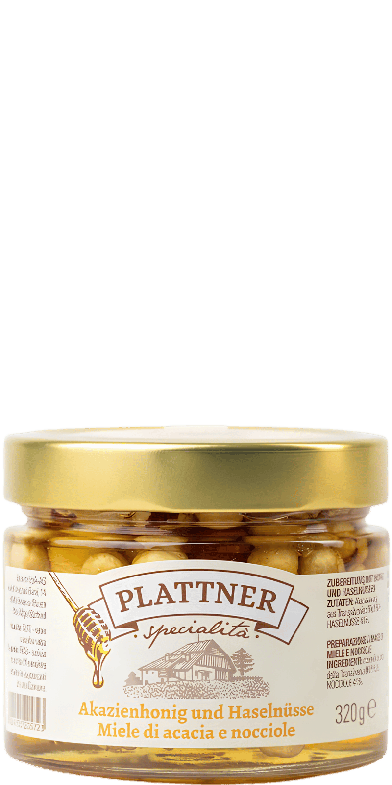 Akazienhonig mit Haselnüssen - Plattner - 320 g Akazienhonig mit Haselnüssen - Plattner - 320 g