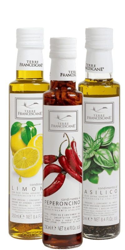 Würzöl Trio 'Die Lieblingssorten' Basilikum, Zitrone, Chili - Terre Francescane - 0,75 L